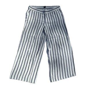 Ann Taylor LOFT Blue/White Striped Soft Rayon Comfy Wide Leg Pants - Size L